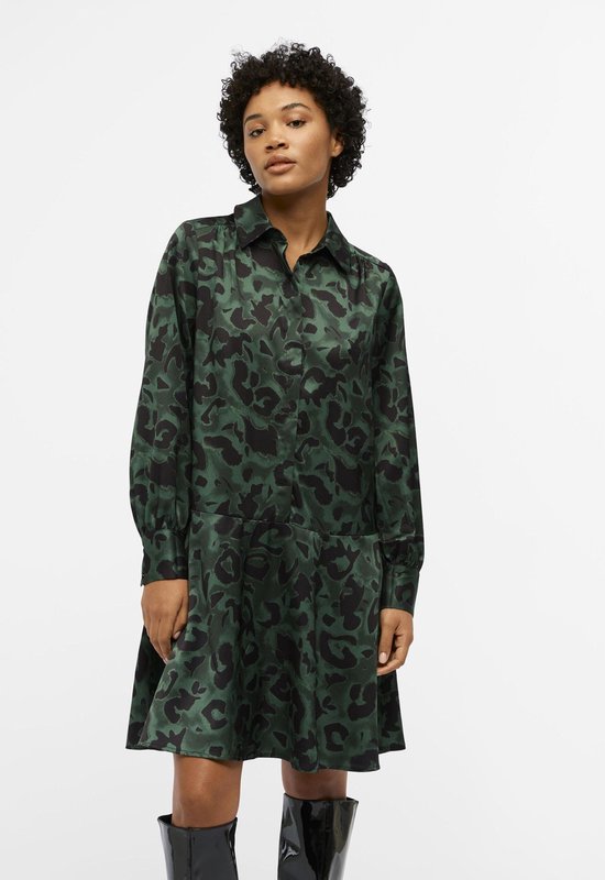 Object Objsarah L/s Robes Chemise Robes Femme - Robe - Rok - Robe - Vert Foncé - Taille 38