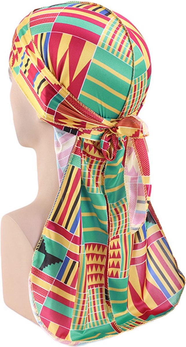 Durag / Du-rag / Do-rag / Bandana AfricanFabs® - Unisex - Kente print Groen - Waves