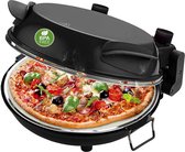 Pizzaoven 31cm - Bakt Snel & Timer & Vuurvast Stenen Plaat - Pizza Oven met RVS Pizzaschep - BPA Vrij - Zwart