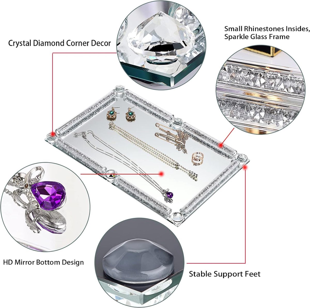 Decoratief dienblad VATAN Glas Zilver