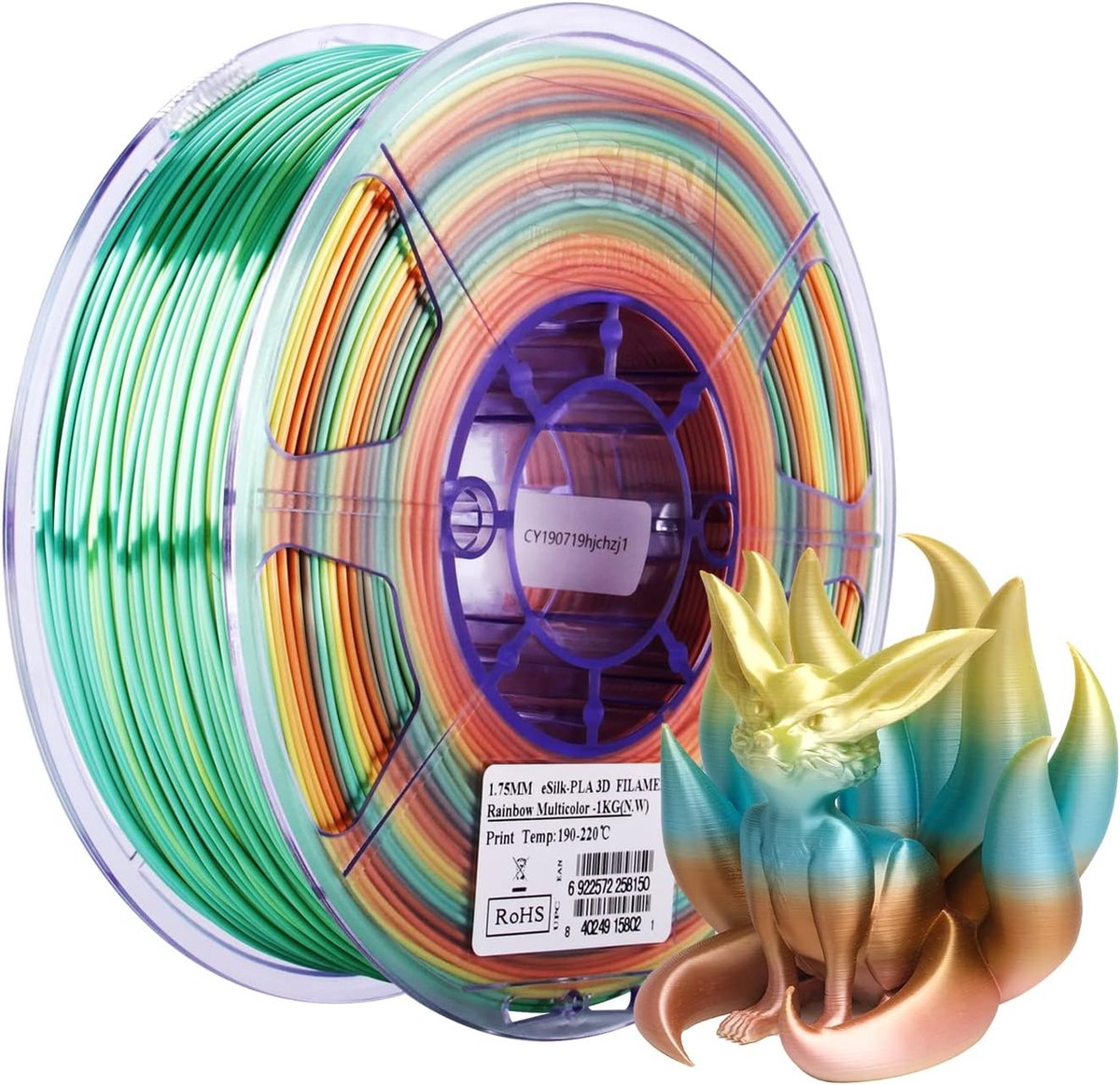 DiverseGoods Zijde Magie PLA Filament 1.75mm - Regenboog - Maatnauwkeurigheid +/-0.05mm - 1KG Spoel (2.2 LBS) - 3D Printing Filament voor 3D Printers