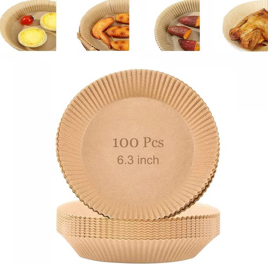 Foto: 100 stuks air fryer wegwerp papieren liners non stick airfryer liners koken papier natuurlijk perkamentpapier voor friteuse stoomboot magnetron