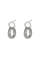 oorbellen - earrings - stainless steel - nikkelfree - 3 ringen - stekers - trendy en hip - designer - cadeau - kadotip - moederdag - kerst