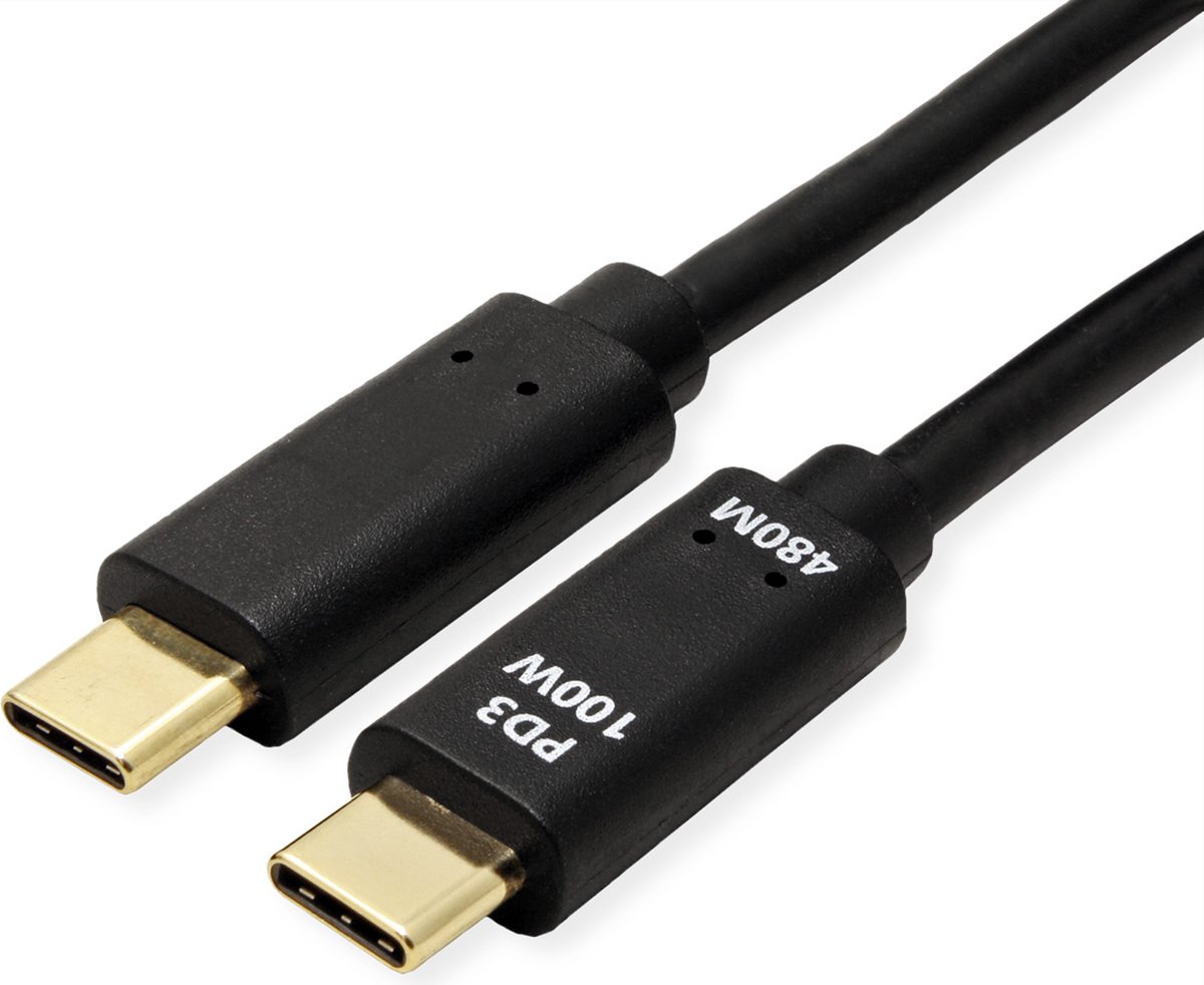 VALUE USB 2.0 Kabel, C–C, M/M, 100W, zwart, 2 m