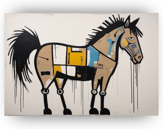 Paard Jean-Michel Basquiat poster - Paard wanddecoratie - Posters Basquiat - Poster vintage - Poster slaapkamer - Kunst - 120 x 80 cm