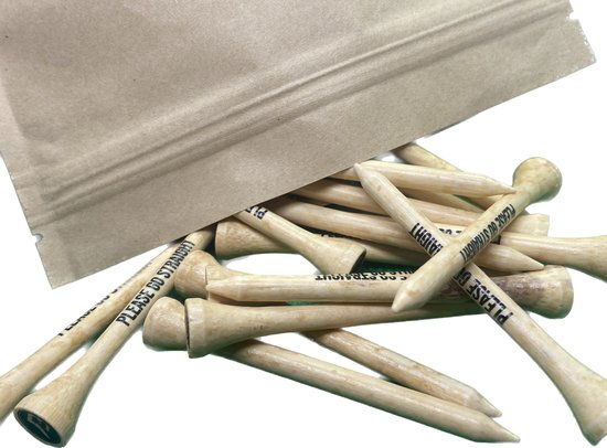Big Fred's Bamboe Golf Tees - 70 mm - 100 Stuks - 'PLEASE GO STRAIGHT' - Ideaal Golf Cadeau van BIG — afbeelding 2