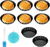 Tartelletevormen - 8x stuks taartvorm met hefbodem, quiche vorm anti-aanbaklaag, mini taartvorm Ø 10 cm, anti-aanbaklaag quiche vorm kleine taart pan tartelette vormpjes bakvormen met afneembare basis