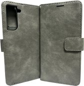 Portemonnee Book Case Hoesje Geschikt voor: Samsung Galaxy S21 FE - grijs