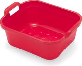 Rechthoekige spoelbak met handgrepen, plastic, rood, 39 x 32 x 14 cm Rechthoekige gootsteen met handvatten, plastic, rood, 39 x 32 x 14 cm