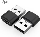 Bol.com 2 set - USB-A naar USB-C Adapter - Converter - 480Mbps - Zwart - USB aanbieding