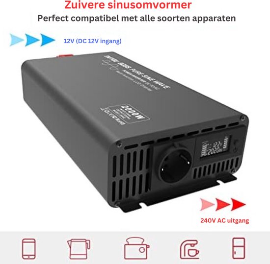 Omvormer 12V 230V 600W mod sinus