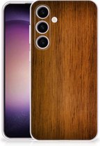 Smartphone hoesje Geschikt voor Samsung Galaxy S24 Leuk Case Super als Vaderdag Cadeaus Donker Hout