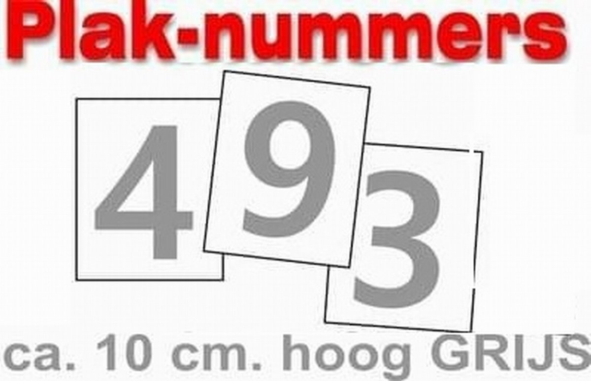 Cijfersticker nr. 4 GRIJS 10x5cm plakcijfer huisnummersticker containersticker magazijn sticker
