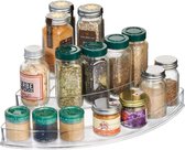 Gerecycled Plastic 3-Tier Stadium Spice Rack Organizer voor keuken, koelkast, vriezer, voorraadkast en kast organisatie, The Linus Collection - 14" x 10" x 4", helder