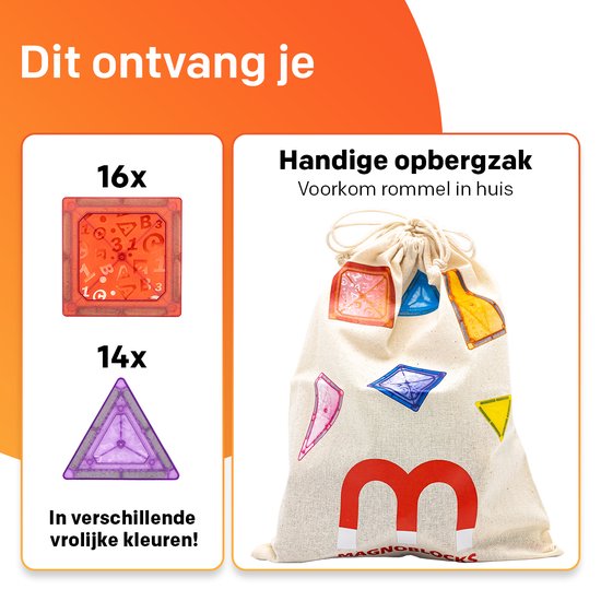 Magnetische Blokken 30x - Bouwstenen - Magnetische Bouwblokken - Schoencadeau - Magnetische Tegels - Kado - Kinderspeelgoed Jongens - 6 Jaar - 7 Jaar - Magneet Speelgoed - Meisjes - Educatief Speelgoed - Magnetisch Speelgoed - Sinterklaas Cadeautjes van Merkloos — afbeelding 5