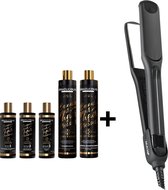 BraziliCious Honey Therapy Keratine 3 x 100ml & Max Pro Keratin Shine Stijltang - Keratine Behandeling - Hair Straightener - Alle Haartypes - Levenslange Garantie