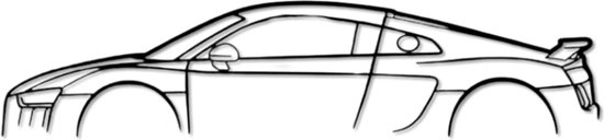 Audi R8 - Silhouette - Metaalkunst - Zwart - 60 x 15 cm - Auto Decoratie - Muur Decoratie- Man Cave - Cadeau voor man- Inclusief ophangsysteem
