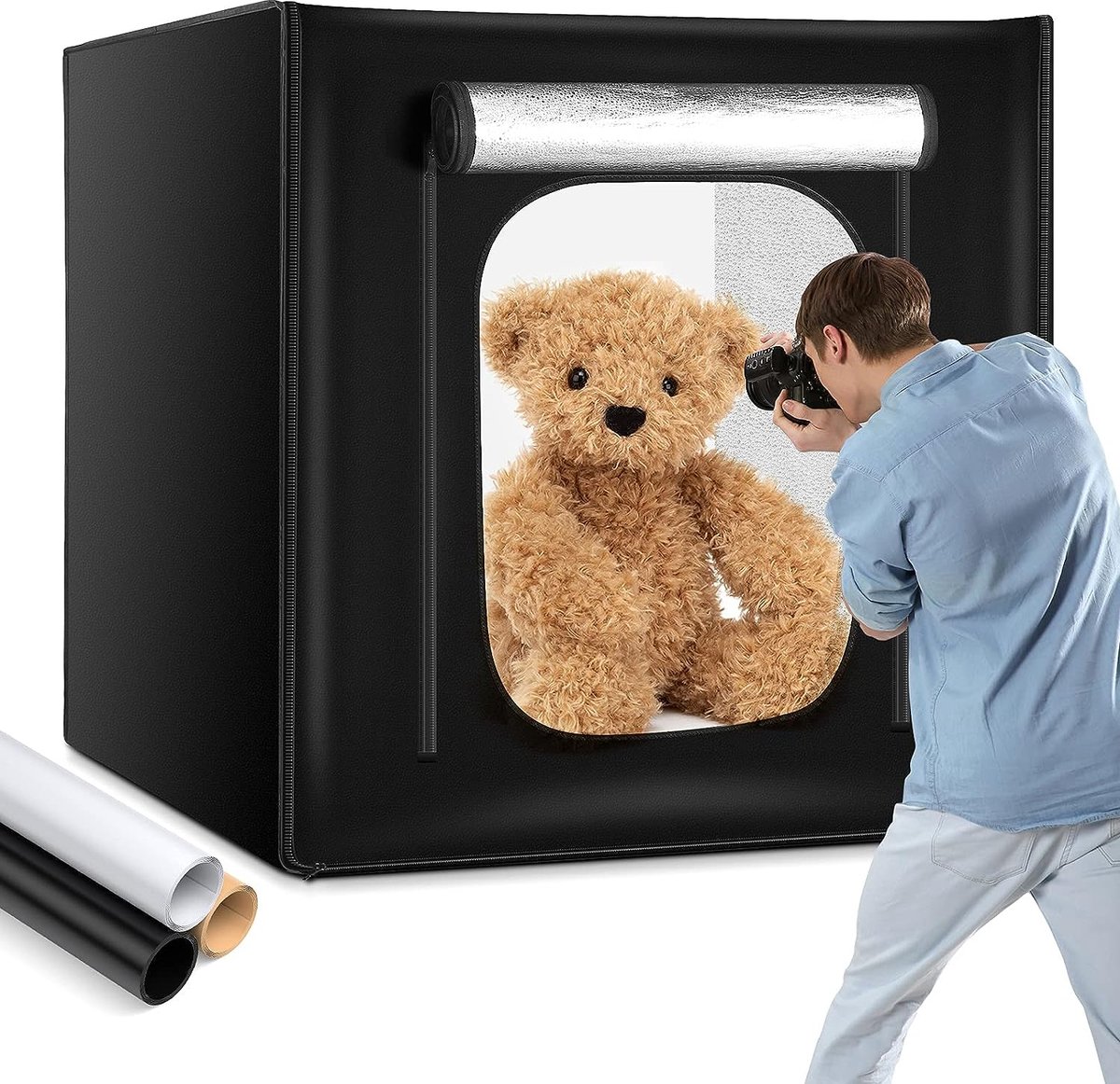 Fotobox met LED-lampen en Achtergrondkleuren - Professionele Fotostudio Lightbox - Verstelbare Belichting - Pop-up Fototent - Draagbaar en Compact - 80x80x80 cm