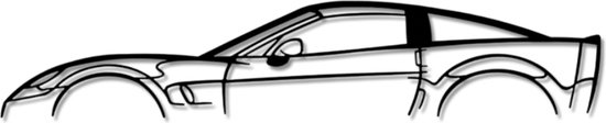 Corvette - Silhouette - Metaalkunst - Goud - 100 x 22 cm - Auto Decoratie - Muur Decoratie- Man Cave - Cadeau voor man- Inclusief ophangsysteem