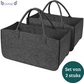 Janse® Boodschappentassen 2 stuks - Zwart - Sterke boodschappentas - Vilten tas - Stevige tas - Opbergtas - Goodiebag - Shopper