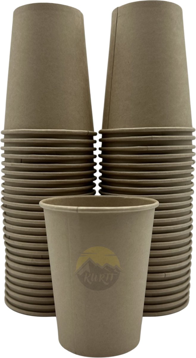 KURTT - Koffiebekers to go Karton Kraft 200ml - 1000stuks - Topkwaliteit, sterke bekers! - let op alleen bekers