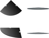 vidaXL Hoekschappen 2 st met chromen dragers 35x35 cm glas zwart - Hoekschap - Hoekschappen - Muurrek - Muurrekken