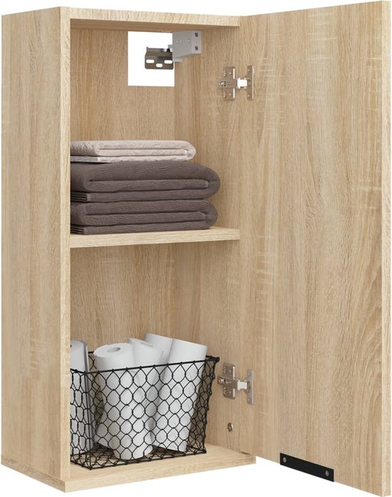 vidaXL Badkamerkast 30x30x100 cm bewerkt hout sonoma eikenkleurig, badkamer kast, medicijnkastje, kast badkamer, badkamerkastje, toiletkastje