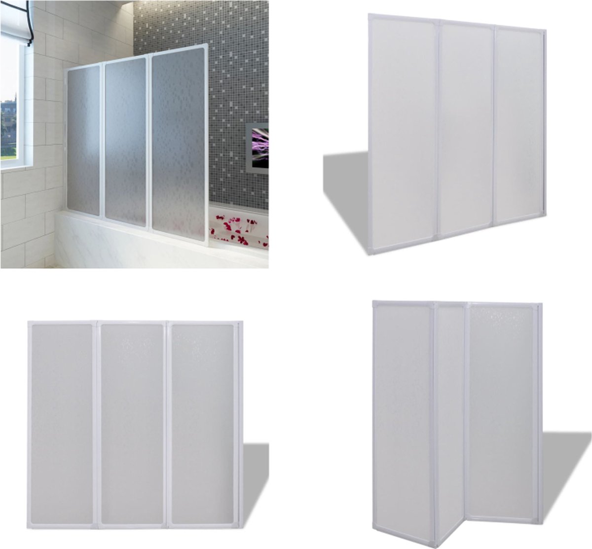 vidaXL Badscherm 3 panelen vouwbaar 141 x 132 cm - Douchecabine - Douchecabines - Badscherm - Badschermen
