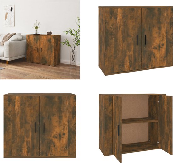 vidaXL - Dressoir met 1 plank 2 deuren - Sonoma eiken - Hout -70x30x80 cm | Leen Bakker