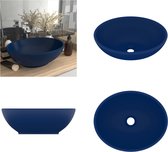 vidaXL Wastafel ovaal 40x33 cm keramiek mat donkerblauw - Luxe Wasbak - Luxe Wasbakken - Keramische Wastafel - Keramische Wastafels