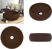 vidaXL Wastafel rond 40x15 cm keramiek mat donkerbruin - Luxe Wasbak - Luxe Wasbakken - Keramische Wastafel - Keramische Wastafels