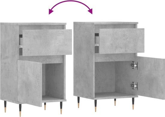 vidaXL Buffet 40x35x70 cm Bois d'ingénierie Béton Gris - Buffet - Commodes - Armoire de rangement - Armoire murale