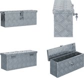 vidaXL Aluminium kist 48-5x14x20 cm zilverkleurig - Gereedschapskist - Gereedschapskisten - Trailerdoos - Trailerdozen