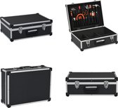 vidaXL Gereedschapskoffer 46x33x16 cm aluminium zwart - Gereedschapskoffer - Gereedschapskoffers - Reiskoffer - Reiskoffers