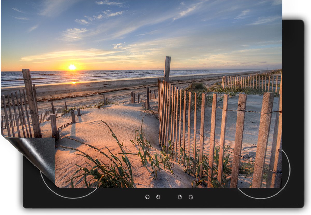 Chefcare Inductie Beschermer Strand en Zee vanuit Duinen met Zonsondergang - 59x51 cm - Afdekplaat Inductie - Kookplaat Beschermer - Inductie Mat
