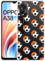 Cazy Hoesje geschikt voor Oppo A38 Soccer Ball Orange