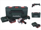 Metabo WB 18 LT BL 11-125 Quick accu haakse slijper 18 V 125 mm borstelloos + 1x oplaadbare accu 10.0 Ah + lader + metaBOX
