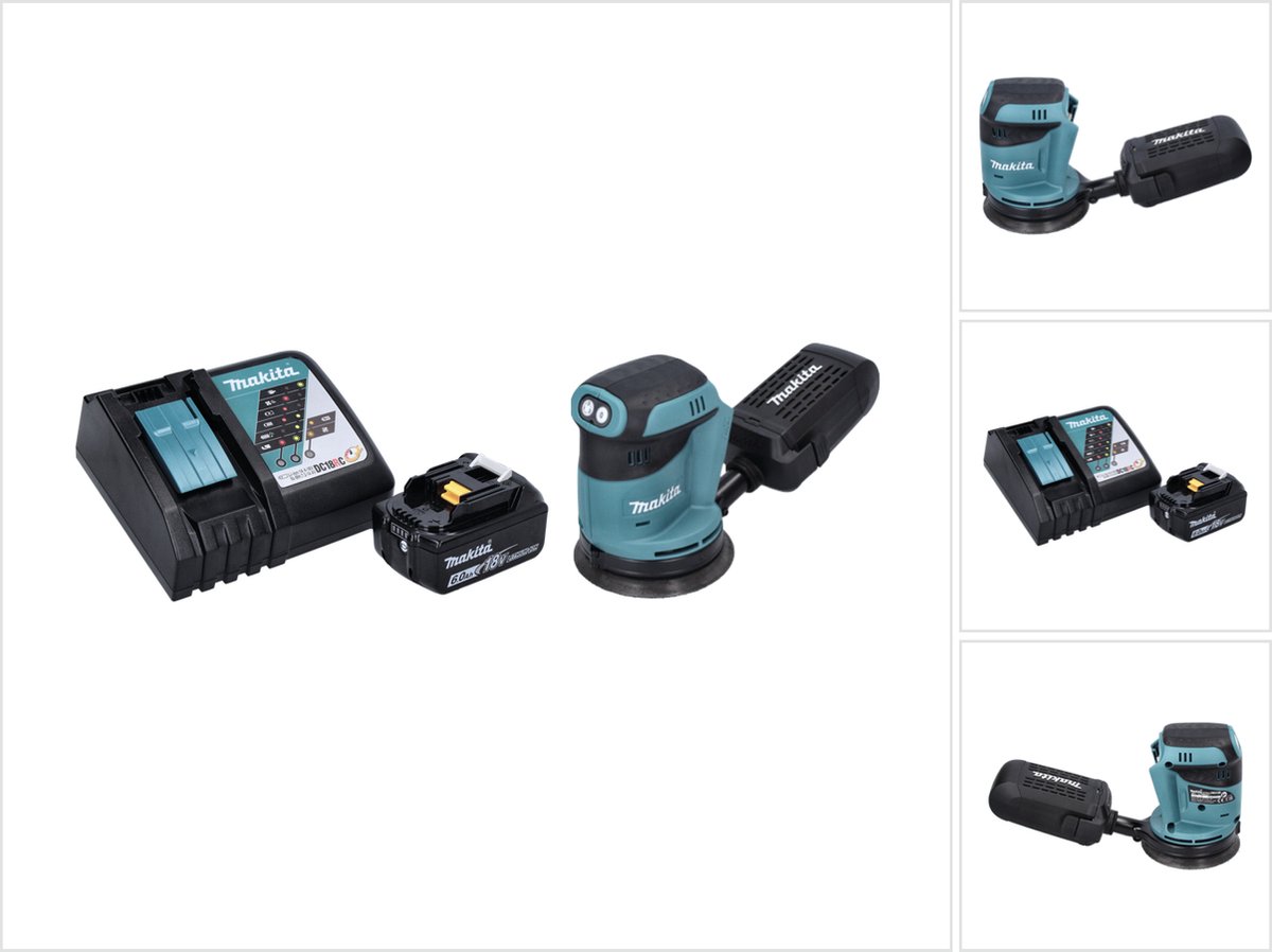 Makita DBO 180 RG1 accu excentrische schuurmachine 18 V 125 mm + 1x accu 6,0 Ah + oplader