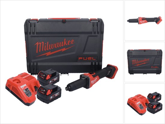Milwaukee M18 FDGROVB-502X FUEL™ Accu Rechte Stiftslijper met Rapidstop™ en Schuifschakelaar 18V 5.0Ah in HD Box - 4933480956