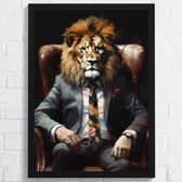 Lion Gangster Poster - Realistic Painting Poster - Half Man Half Leeuw - Posters Geschikt om in te lijsten - 61 x 91,5 cm (A1)