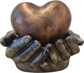 LBM urn hart in handen - 450 ml - brons, oudzilver