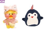 Happy Trendz® - Cadeau set bekende knuffels - Lalafanfan Paperduck + Squishy Kussen soft mallow - 30 cm + 22 cm - duo gift set - Kawaii