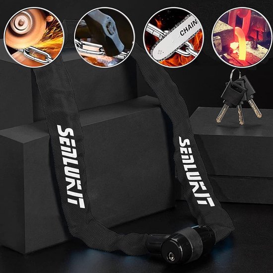SenluKit Fietsslot Niveau 5 - Met Sleutel & 93 Cm Ketting | Anti-Diefstal Voor Fietsen & Scooters