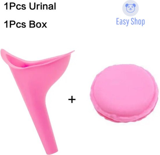 Herbruikbare vrouwen plastuit met opberg box - Vrouwen urinoir - Roze Plastuit - plas koker - siliconen vrouwen urinaal - Kleur roze - Easy Shop
