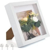 3D-fotolijst om te vullen, 23 x 23 cm, houten fotolijst met 3 cm diepte lijst, objectlijst om te vullen, bloemen, herinneringen, wand- en tafellijst met glas in hoge resolutie