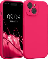kwmobile telefoonhoesje geschikt voor Apple iPhone 15 - TPU backcover met siliconen coating - Smartphone case in neon roze