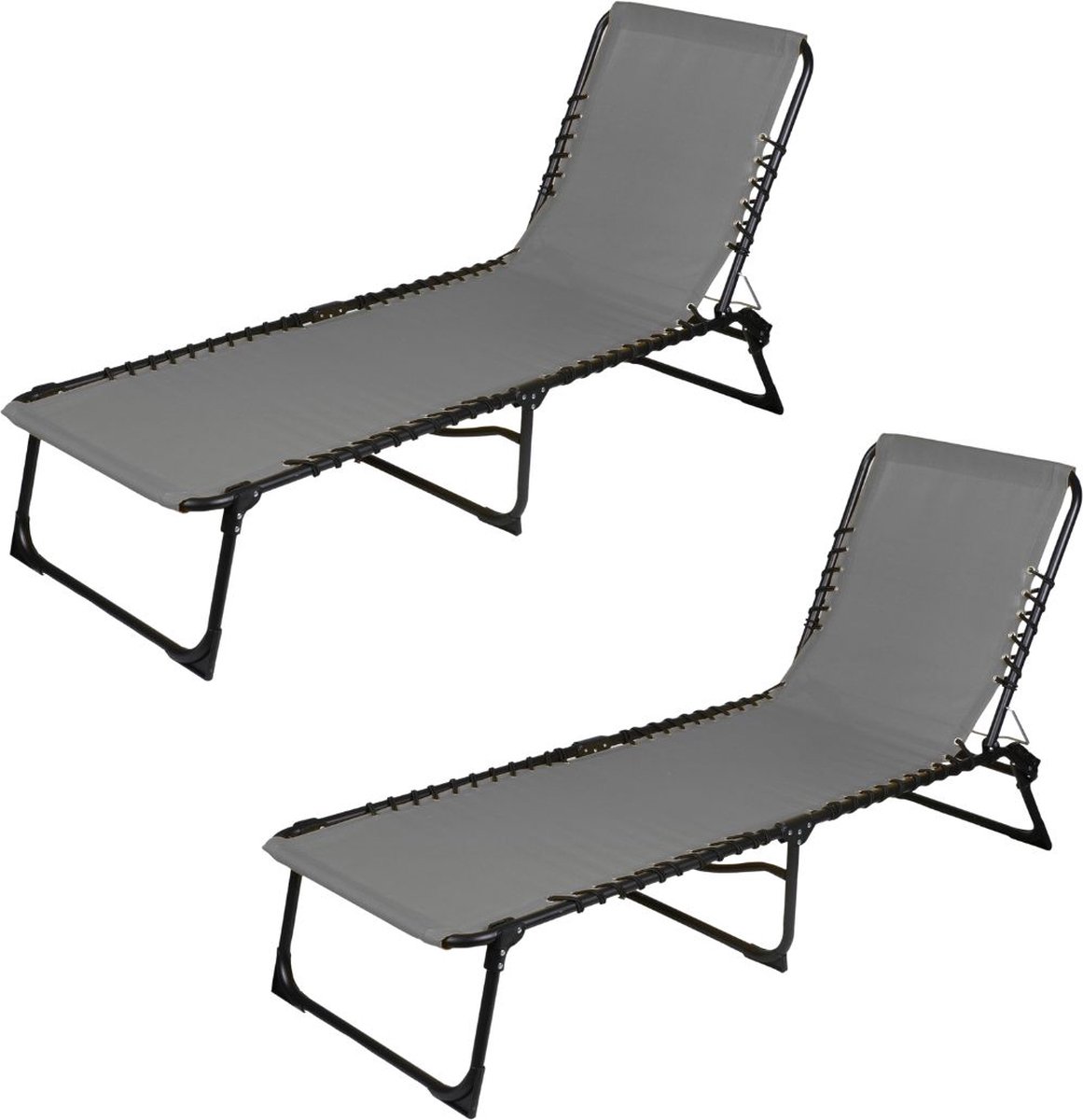 Bol.com "LE PLAYA" – SET VAN 2 LIGSTOELEN GRIJS ANTRACIET 187X56XH26/85CM aanbieding