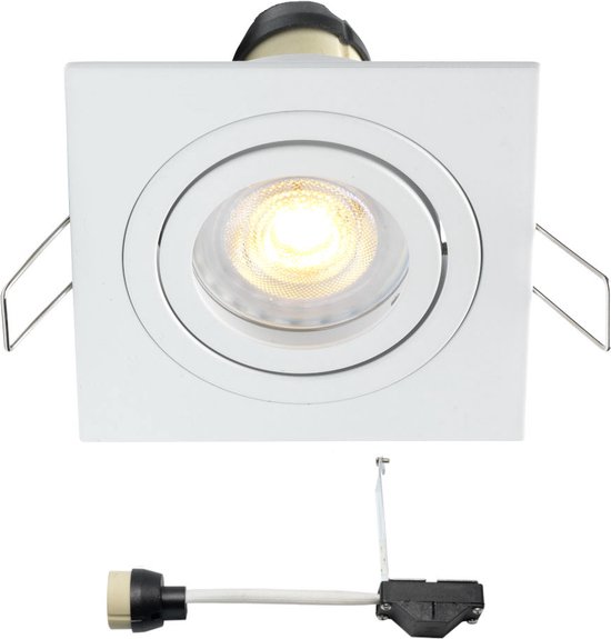 Coblux LED inbouwspot wit - 4W / vierkant / dimbaar / kantelbaar / 230V / IP20 / downlights / plafondspots / spotjes / inbouwspots / woonkamer / spotlight / GU10 fitting / warmwit