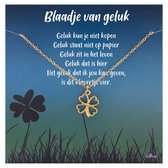 Bixorp Luck Klavertje Vier Cadeau Ketting - "Blaadje van Geluk" - Goud Verguld - 38+8cm