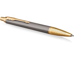 Parker IM Parker Pioneers Collection balpen | grijze lak met gouden dop en details | medium punt | blauwe inkt | met Geschenkdoos